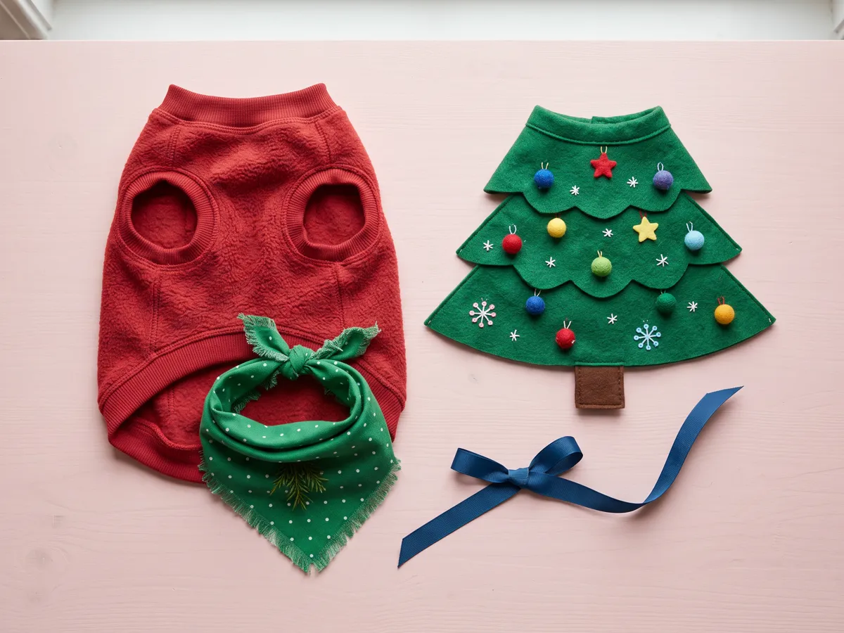Sweater bandana and tree cape Christmas fits with felt ornaments