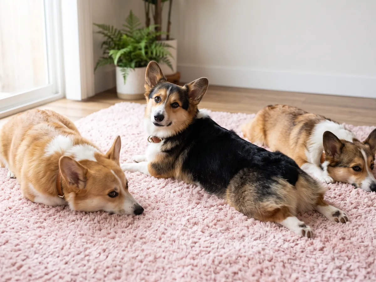 Corgi sploots and loaf fails with short legs stretched