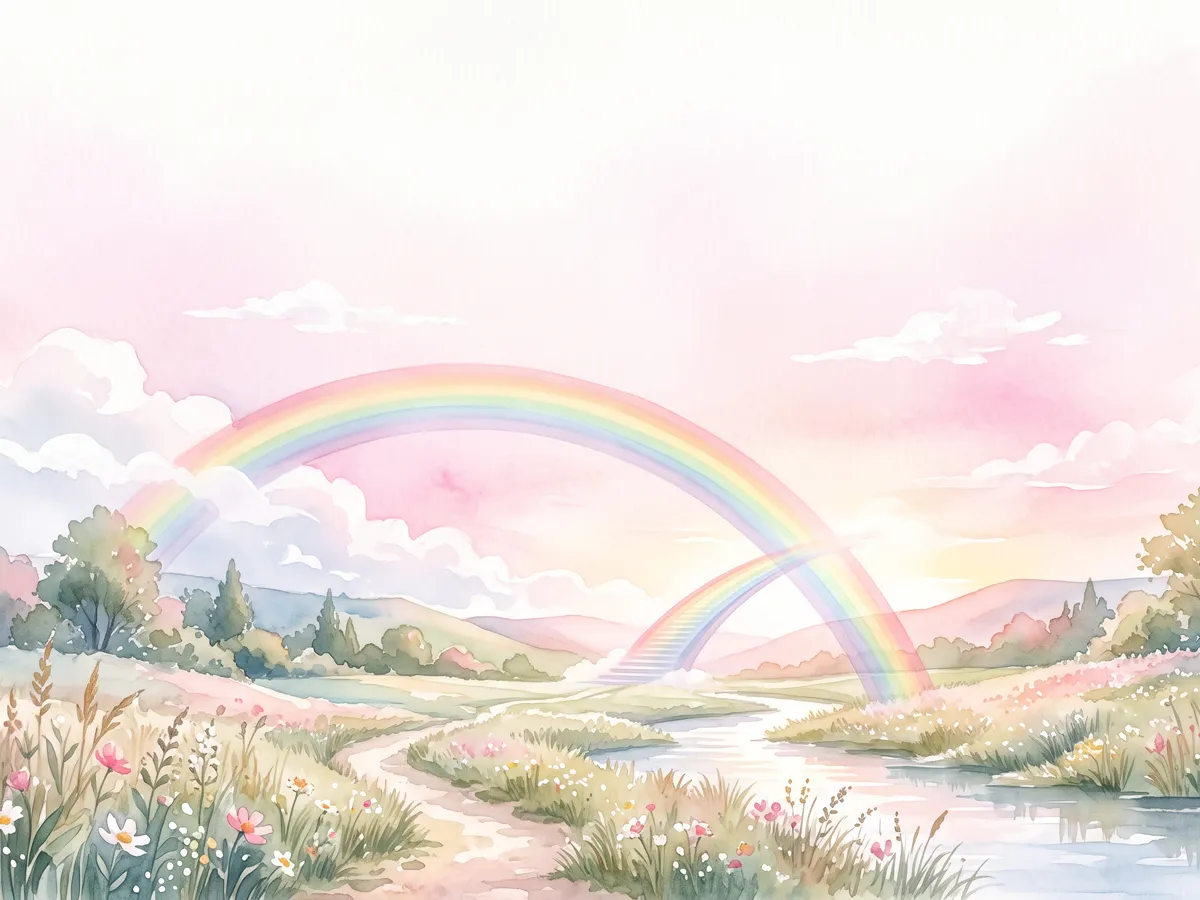 Soft watercolor rainbow bridge memorial frame with white space for quote
